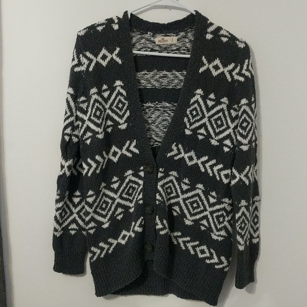 Gray and white hollister cardigan